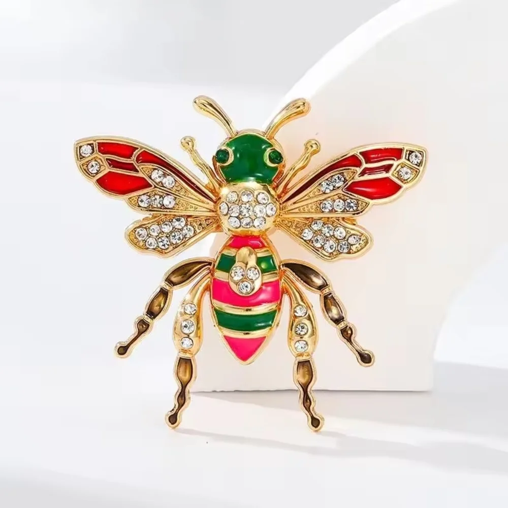Gold-Tone Bee Brooch with Red and Green Enamel - Picture 3 of 4